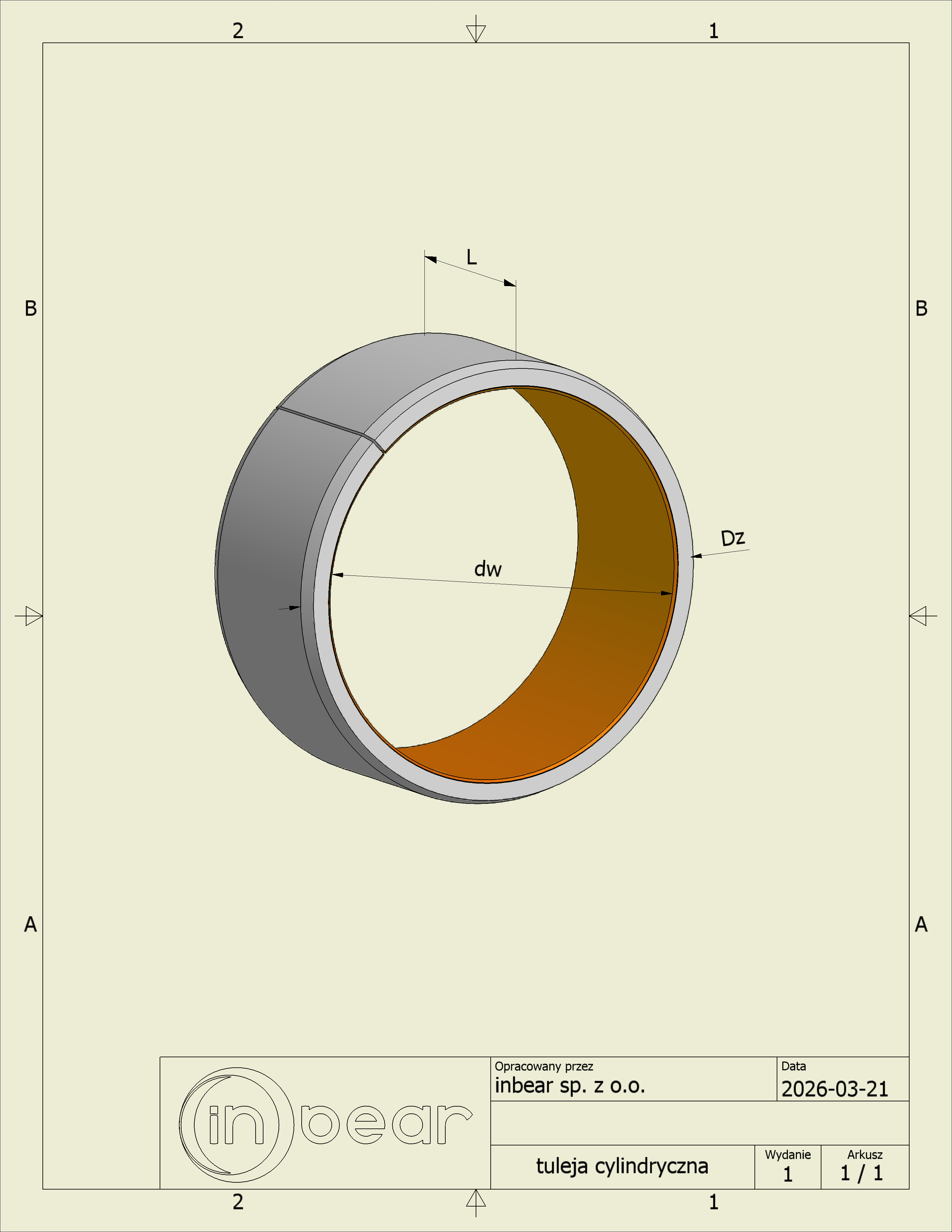 Cylindrical bushing rolled