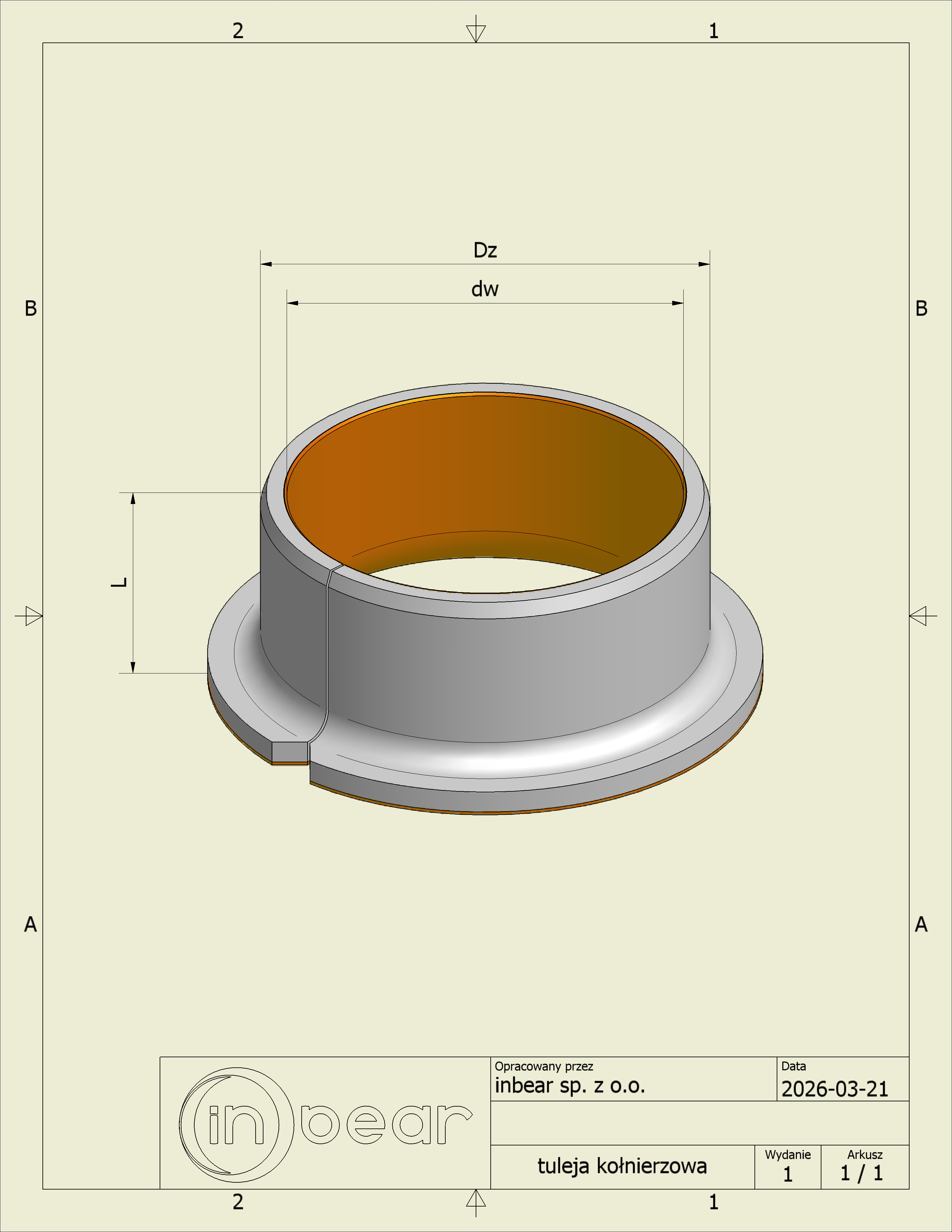 Flanged bushing rolled